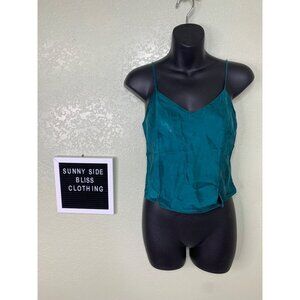 Vintage 90s Victoria’s Secret Emerald Silk Camisole Tank Top Size Small